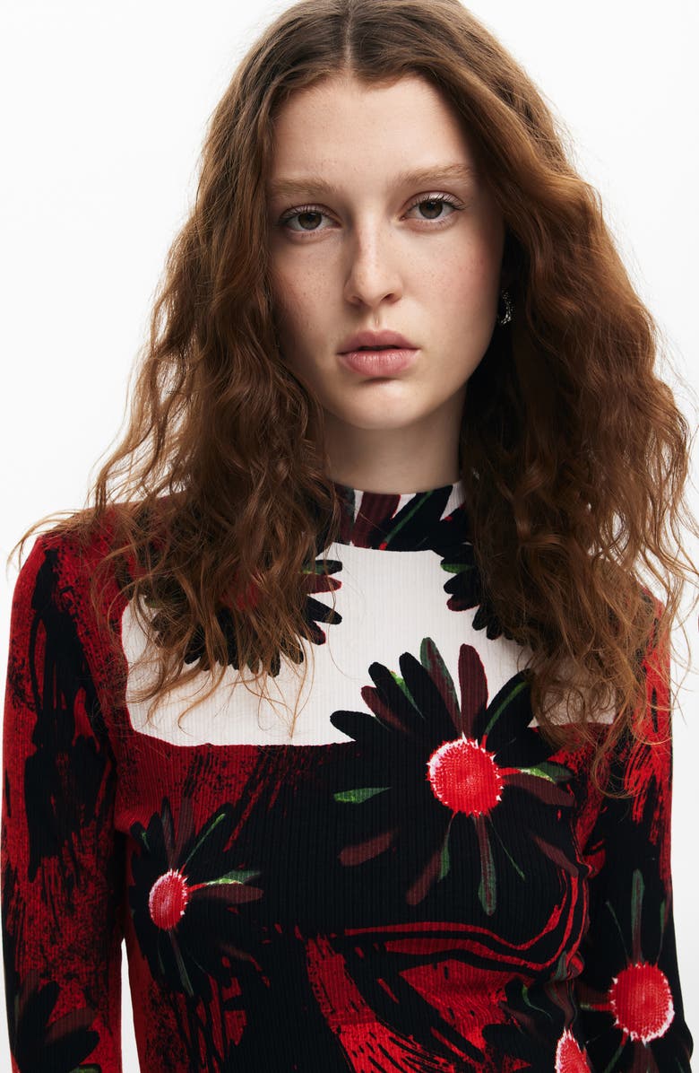 Desigual Nantes Lacroix Long Sleeve Minidress, Alternate, color, Red