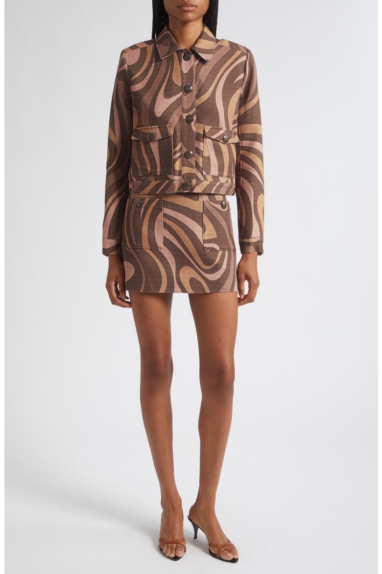 Nyx Abstract Crop Jacket, Alternate, color, SEPIA BROWN MULTI ABSTRACT