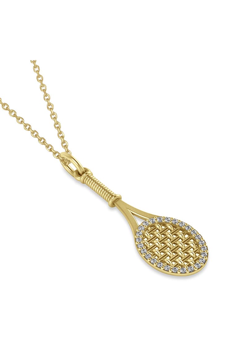 Diamond Accented Tennis Racket Pendant Necklace 14K, Alternate, color, Yellow Gold