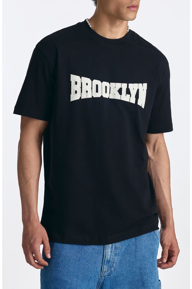 Logo Appliqué T-Shirt, Main, color, BLACK