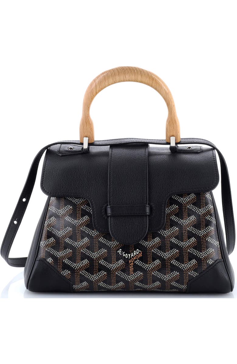 Pre-Owned Goyard Saigon Top Handle Bag Coated Canvas with Leather Mini, Main, color, Black