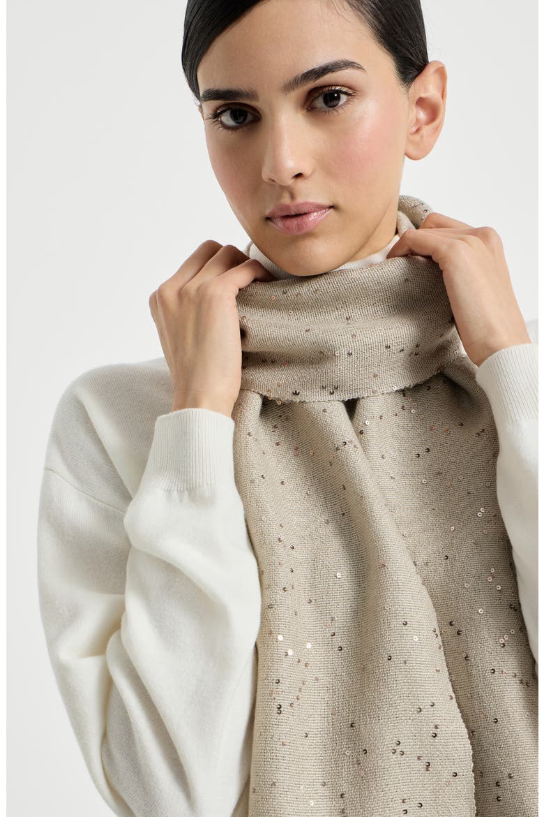 Cashmere and silk Diamond yarn scarf, Alternate, color, Buff