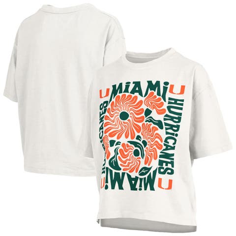 Women's Pressbox  White Miami Hurricanes Elena Oversized Slub T-Shirt