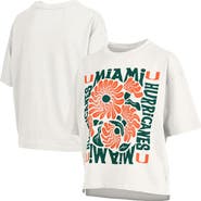 PRESSBOX Women's Pressbox White Miami Hurricanes Elena Oversized Slub T-Shirt