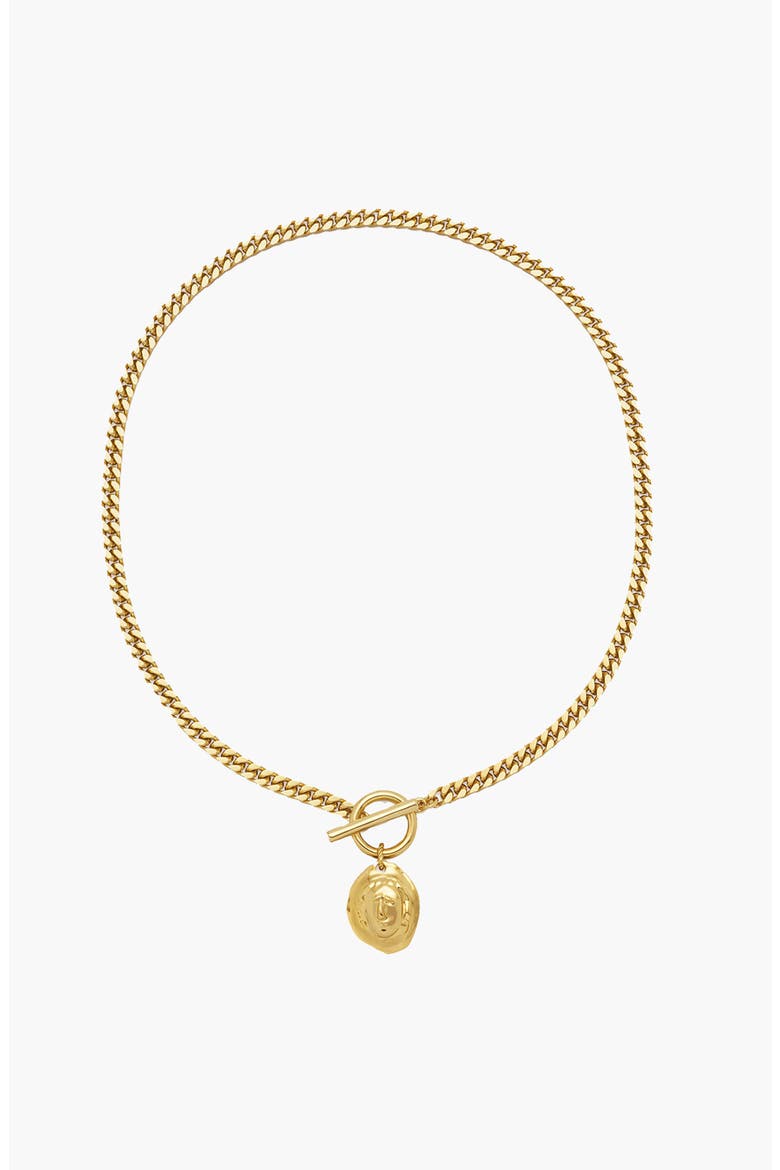 Eleni Mini Curb T-Bar Necklace In Gold, Main, color, Gold