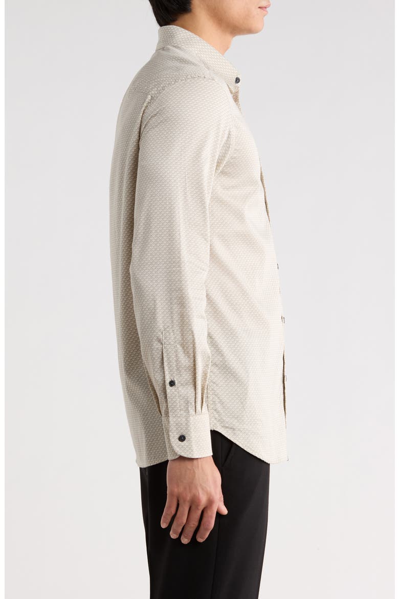 Weave Pattern Stretch Button-Up Shirt, Alternate, color, TAN