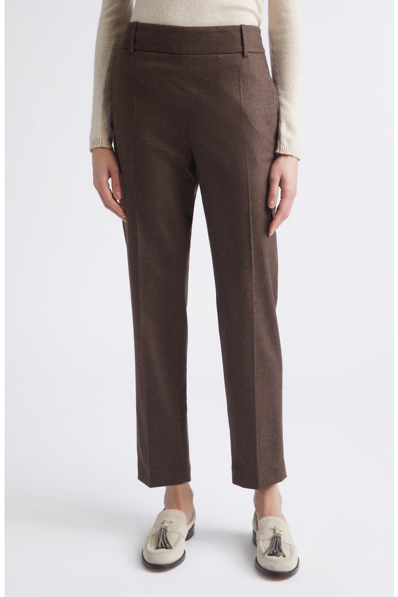 Stretch Virgin Wool & Cashmere Crop Pants, Main, color, 05 BROWN