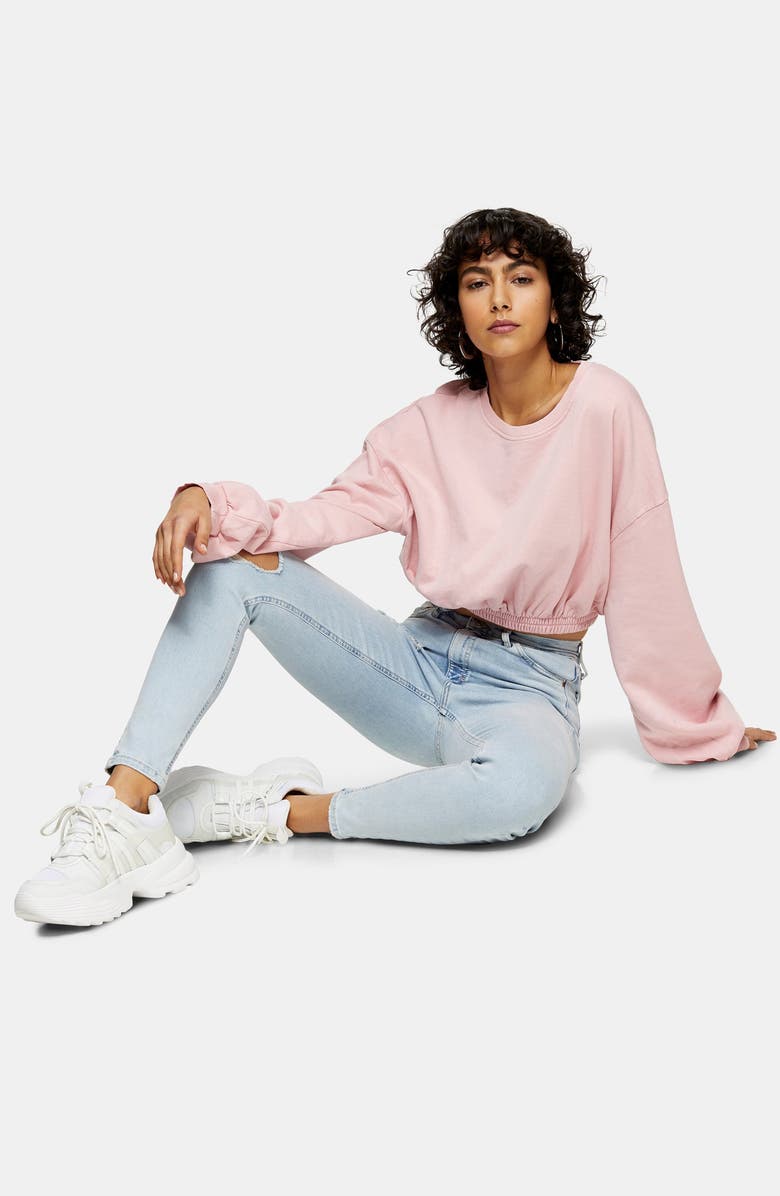 Topshop Jamie Brooklyn Rip High Waist Skinny Jeans, Alternate, color,