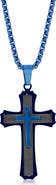 BLACKJACK Men's Two-Tone Stainless Steel Cross Pendant Necklace