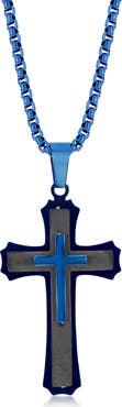BLACKJACK Men's Two-Tone Stainless Steel Cross Pendant Necklace