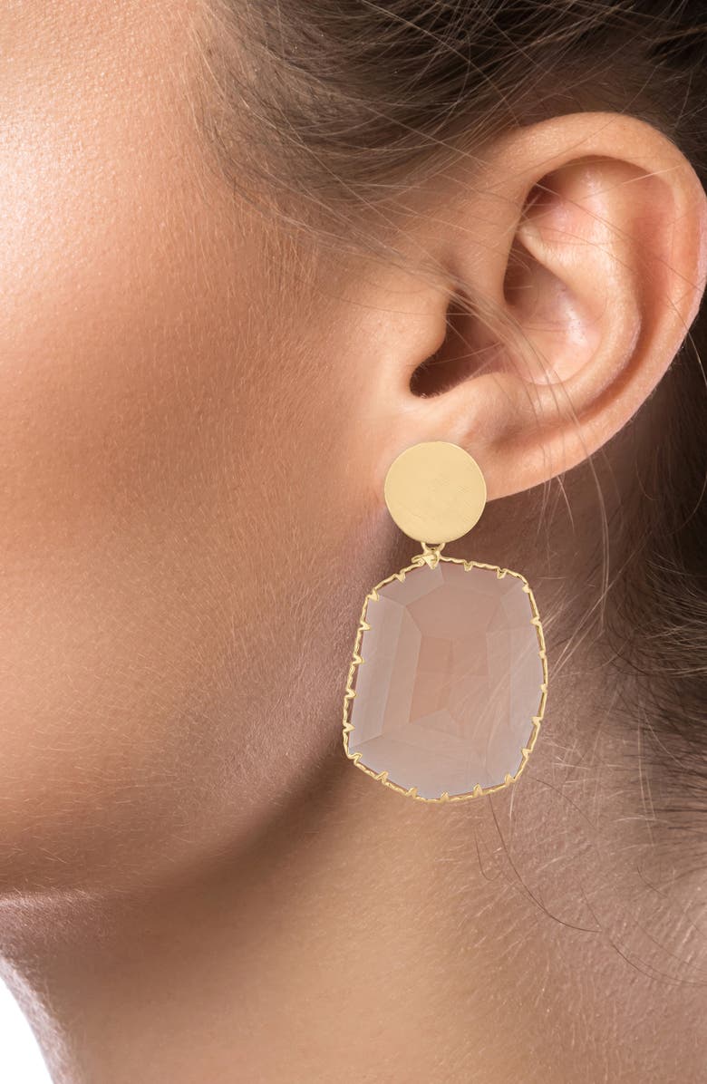 JARDIN Faceted Glass Drop Earrings, Alternate, color, Brown/ Gold