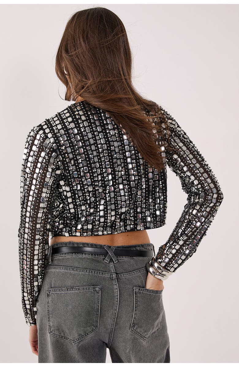 NASTY GAL Beaded Long Sleeve Jacket, Alternate, color, Black