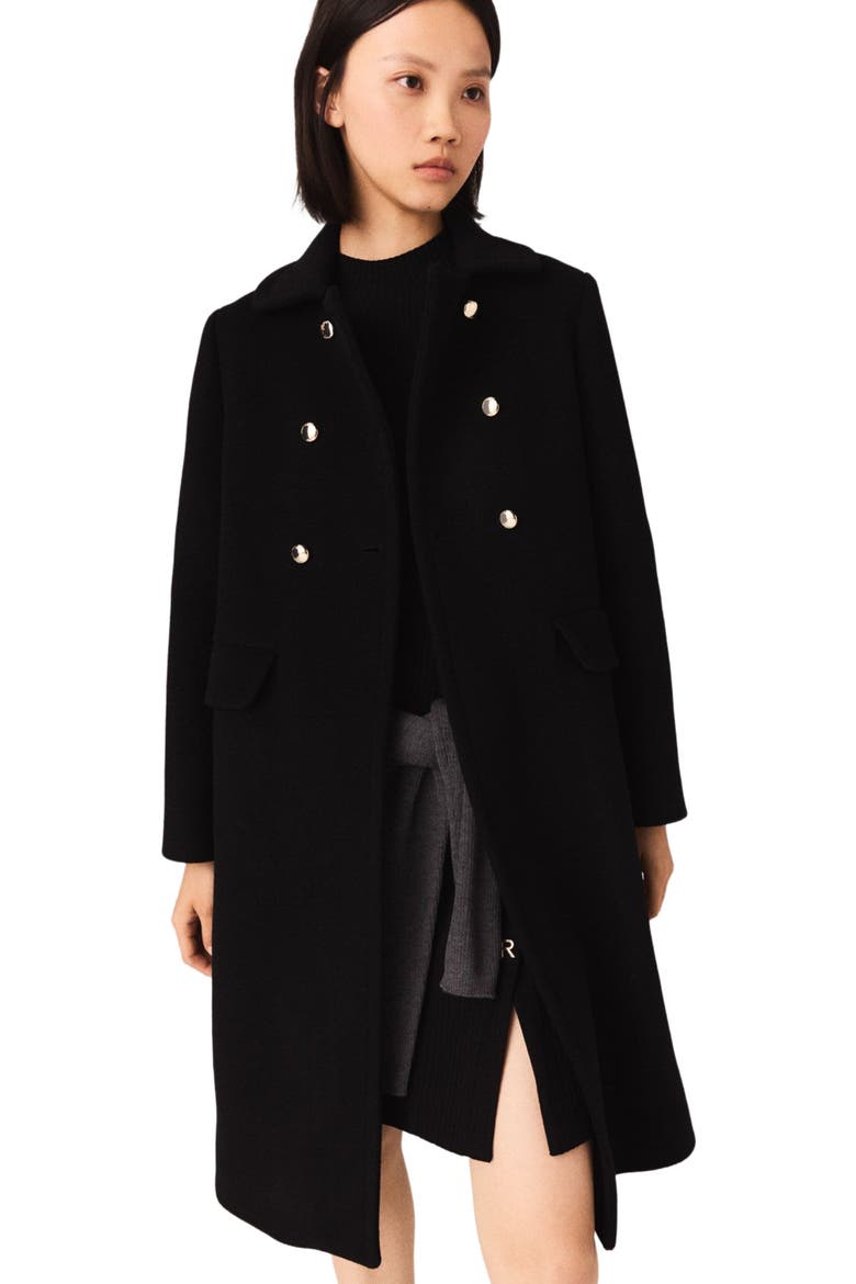 Long wool blend coat, Alternate, color, Black