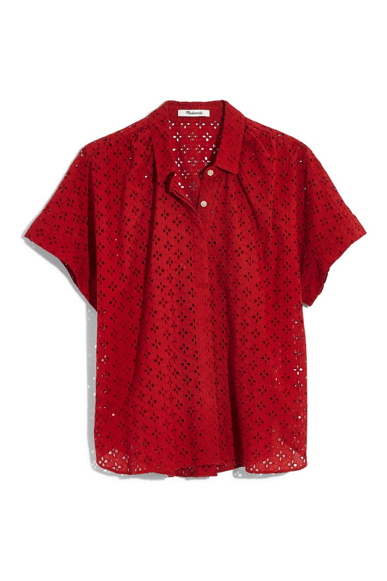Eyelet Hilltop Shirt, Alternate, color, BRIGHT EMBER