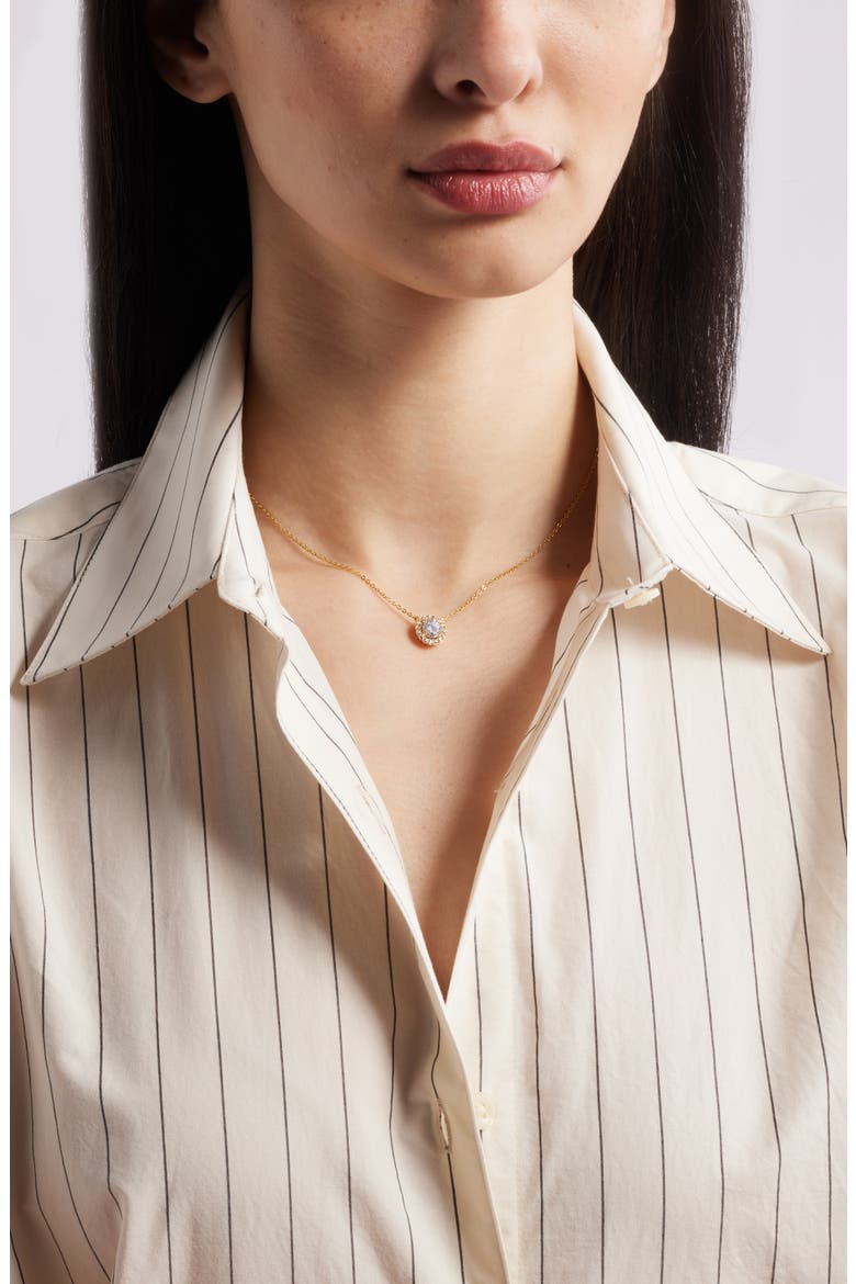 Cubic Zirconia Pendant Necklace, Alternate, color, CLEAR- GOLD