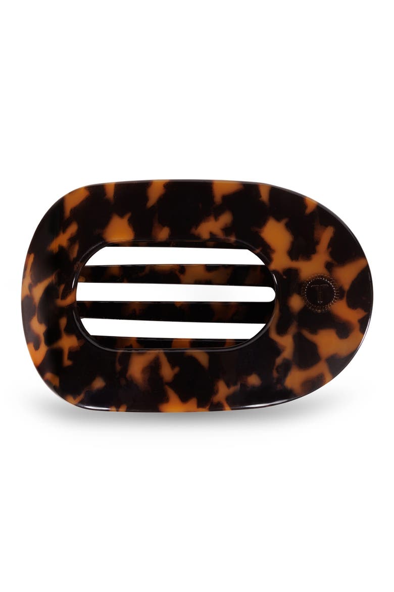 Large Flat Round Hair Clip, Main, color, TORTOISE