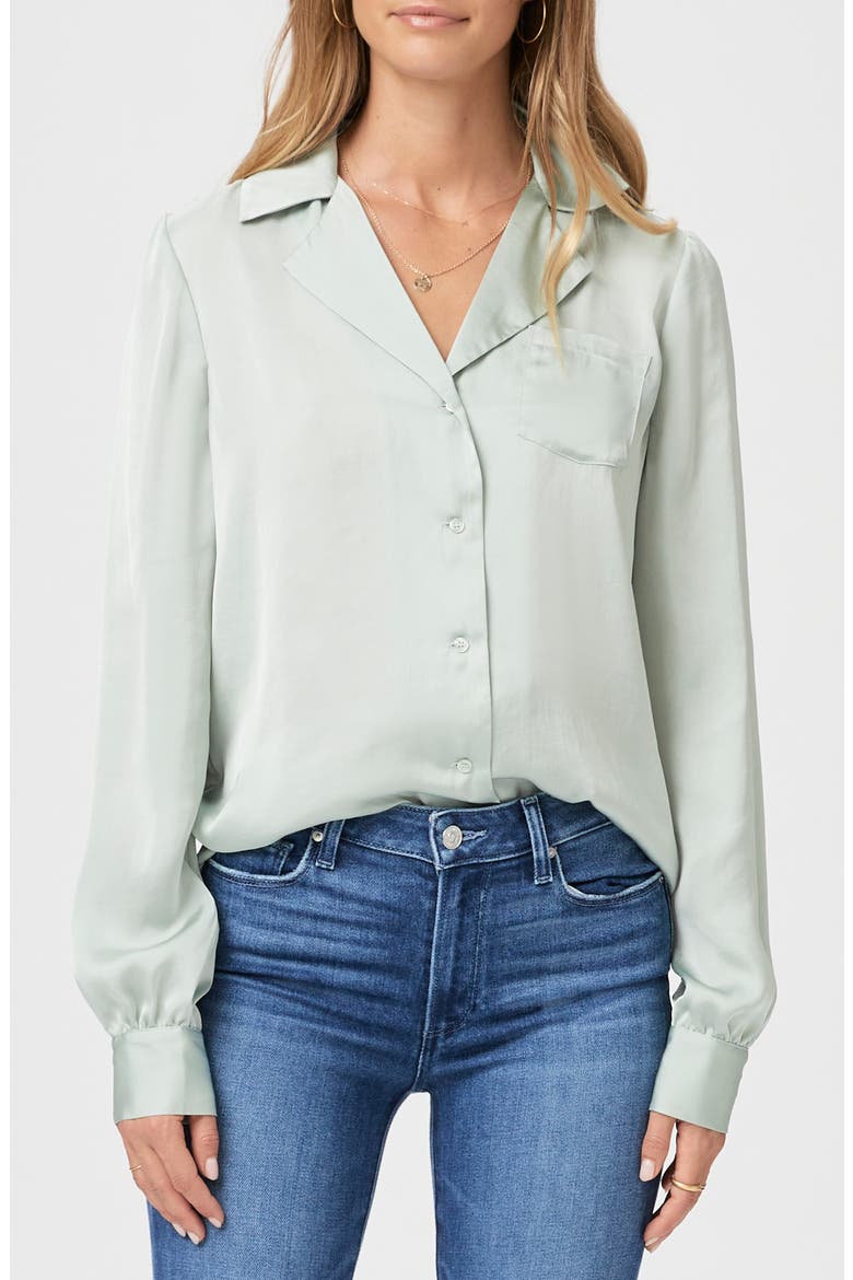 Capriana Satin Shirt, Main, color, DUSTY SAGE