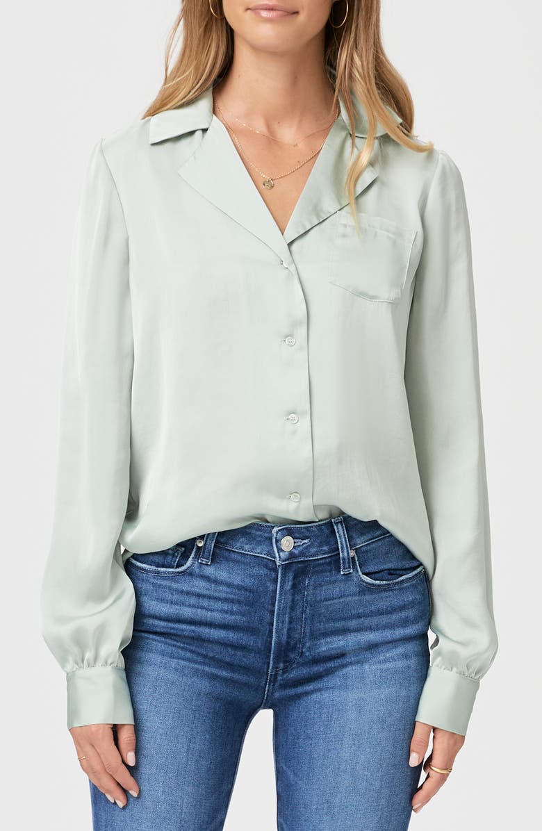 PAIGE Capriana Satin Shirt, Main, color,