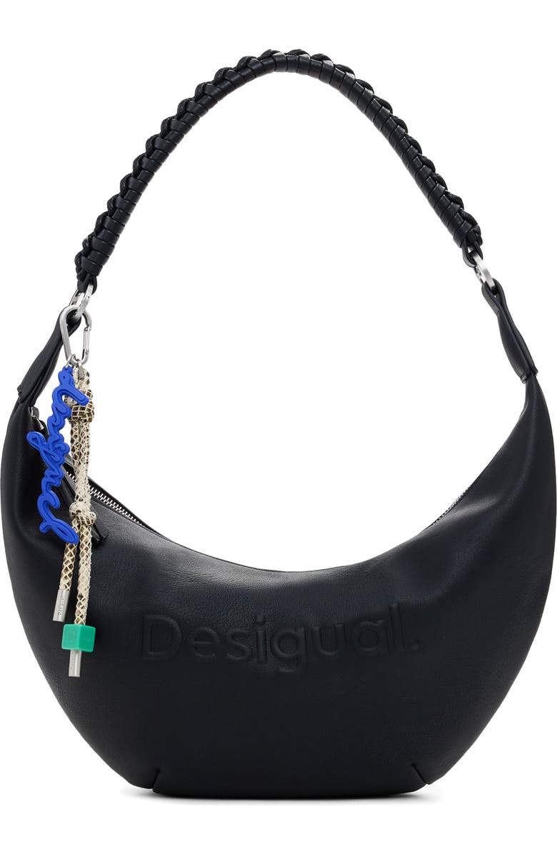 Desigual Faux Leather Crossbody Bag, Main, color, Black