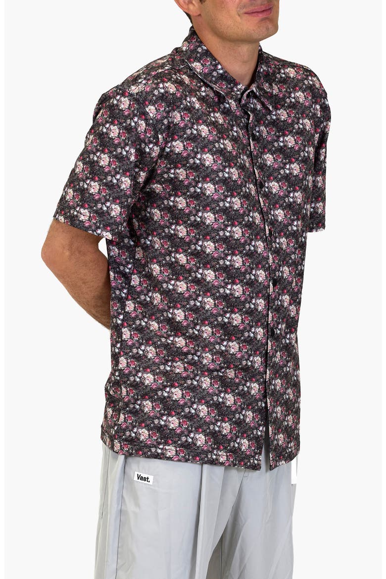 Digi Floral Aqua Terra Performance Short Sleeve Button-Up Shirt, Alternate, color, RED MULTI