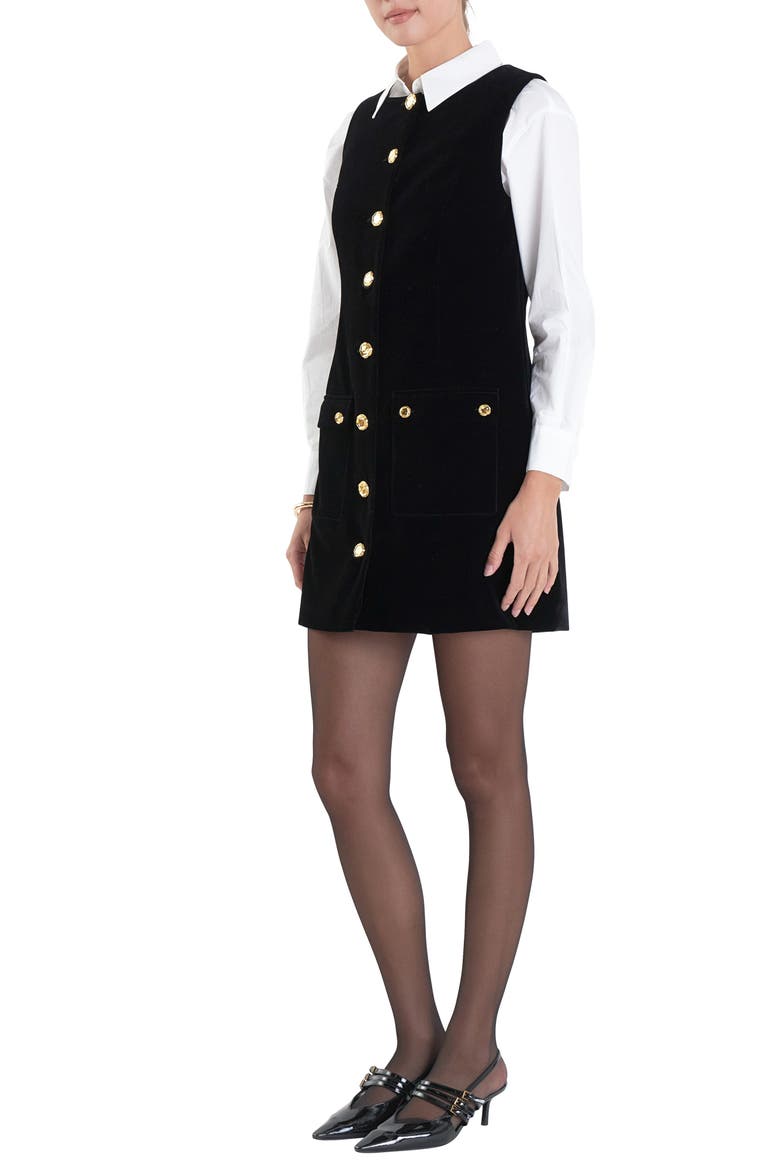 Sleeveless Velvet Minidress, Alternate, color, BLACK