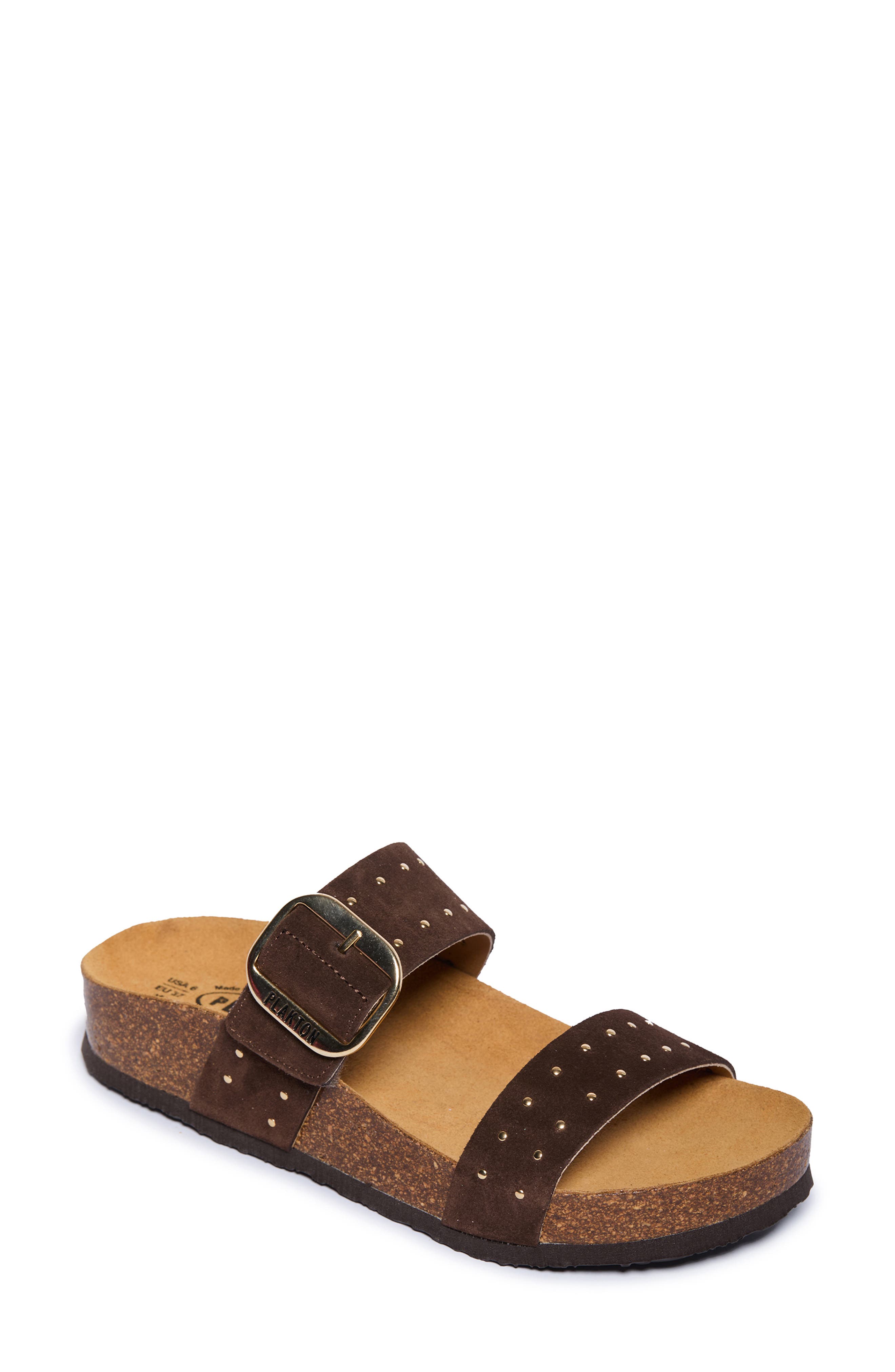 BROWN STUDDED SUEDE