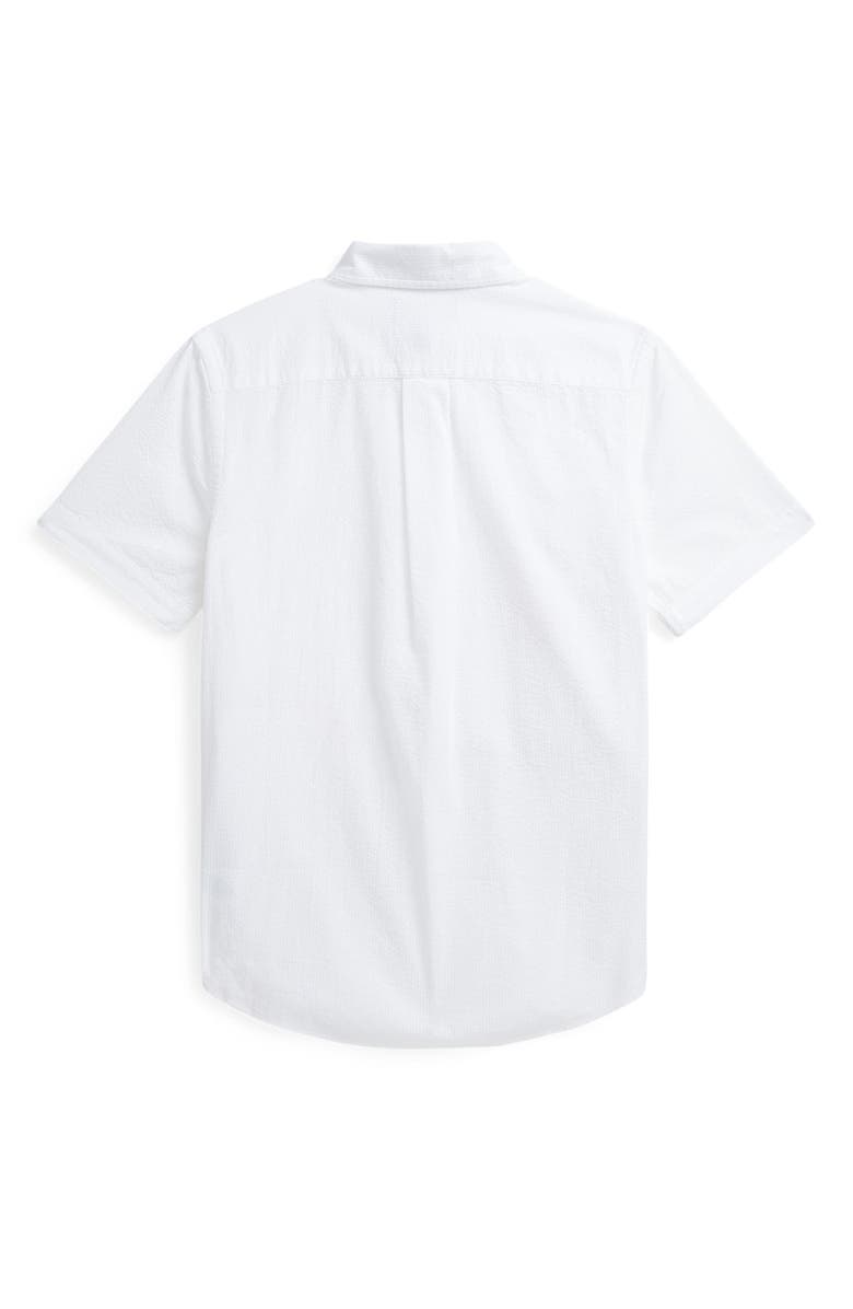Polo Ralph Lauren Kids' Short Sleeve Cotton Seersucker Button-Down Shirt, Alternate, color,