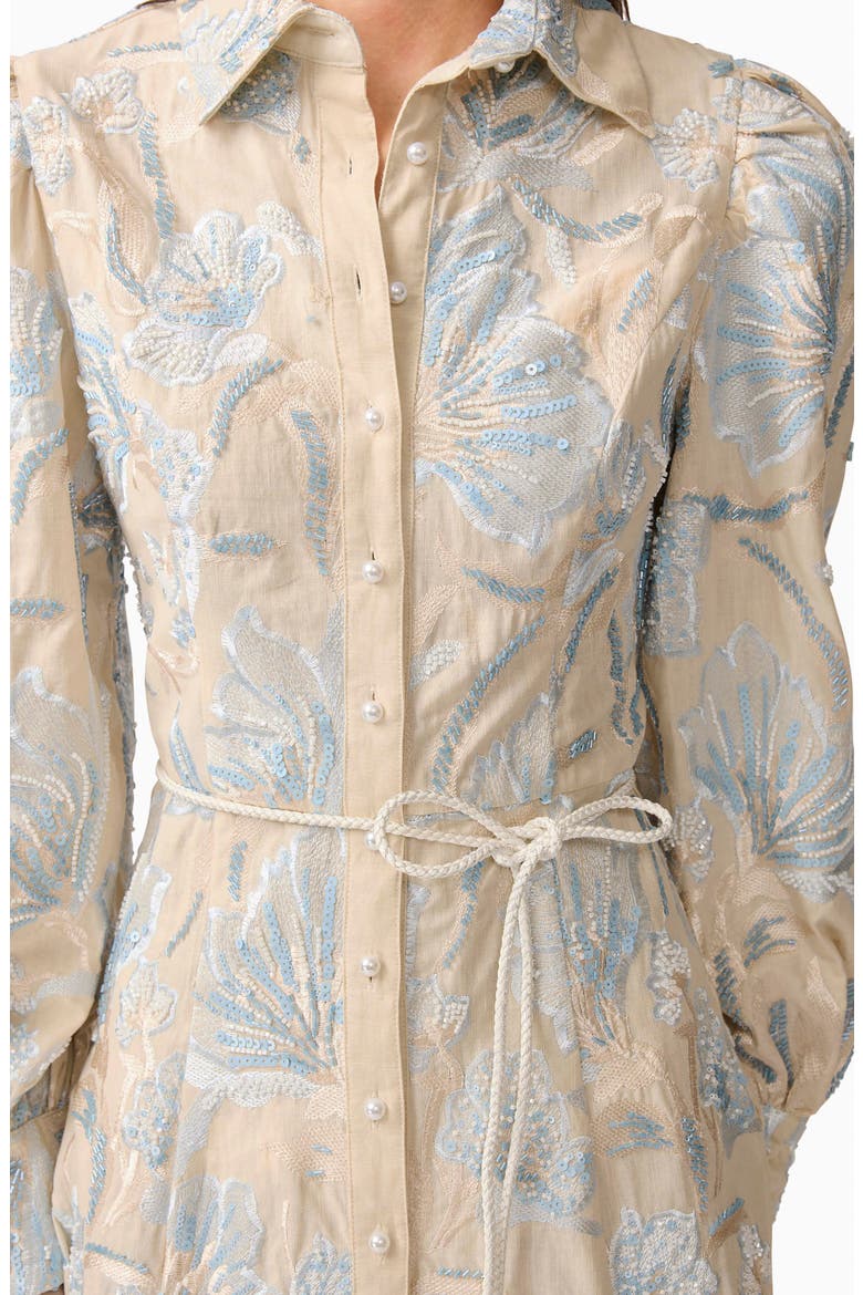 Nia Cotton & Linen Long Sleeve Shirtdress, Alternate, color, SAND BLUE
