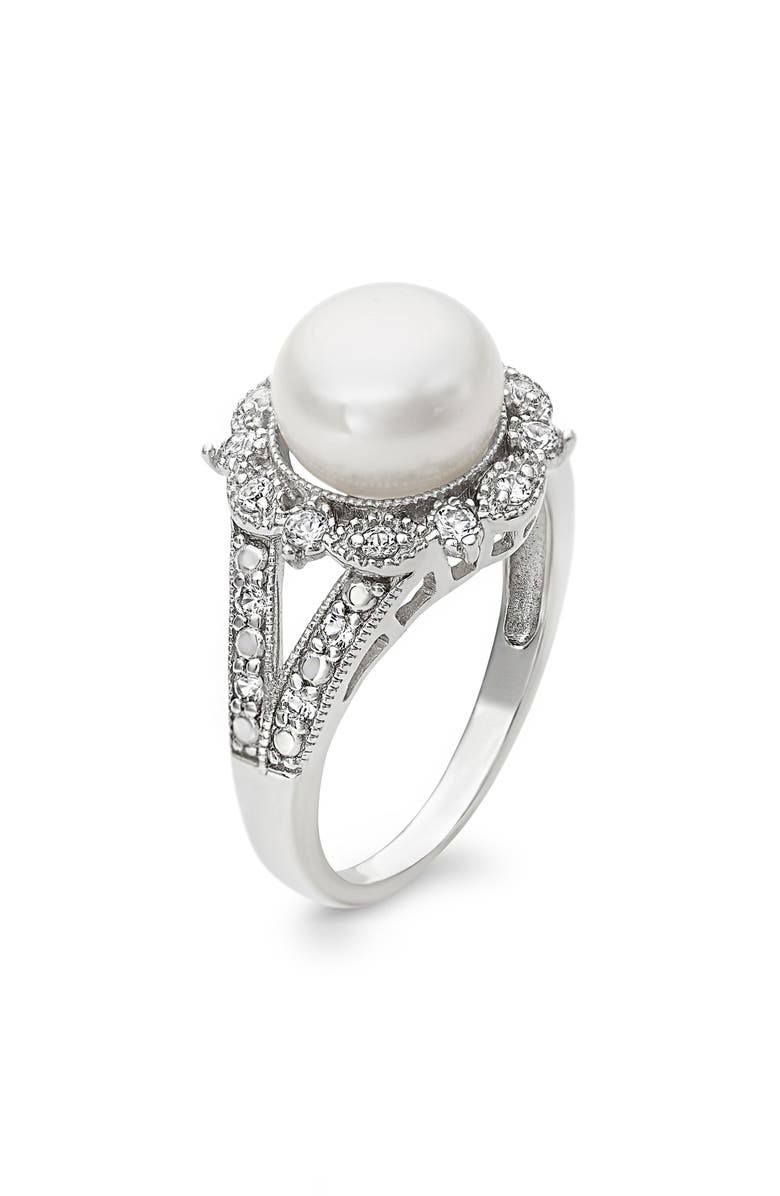 FZN CZ & Freshwater Pearl Ring, Alternate, color, White