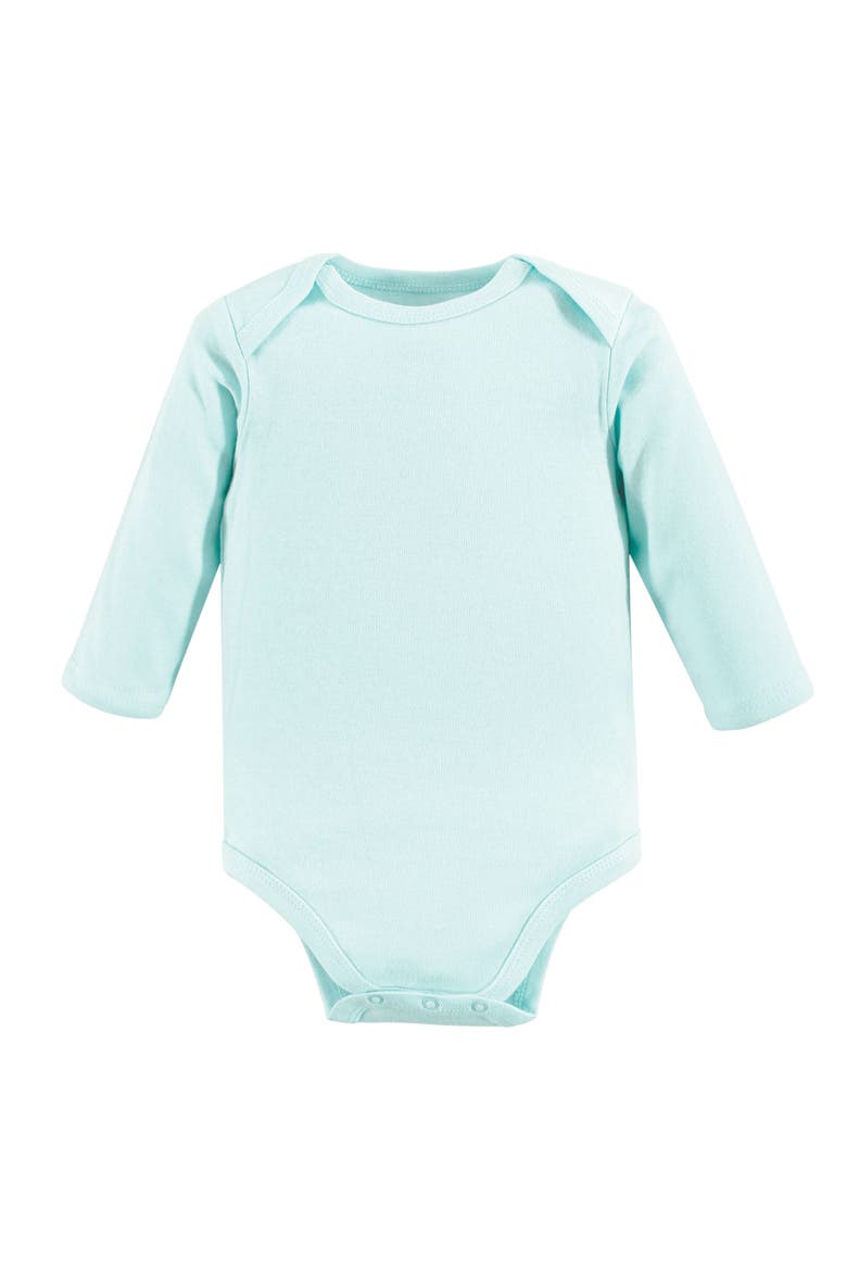 1Pk Long Sleeve Bodysuits, Main, color, Aqua