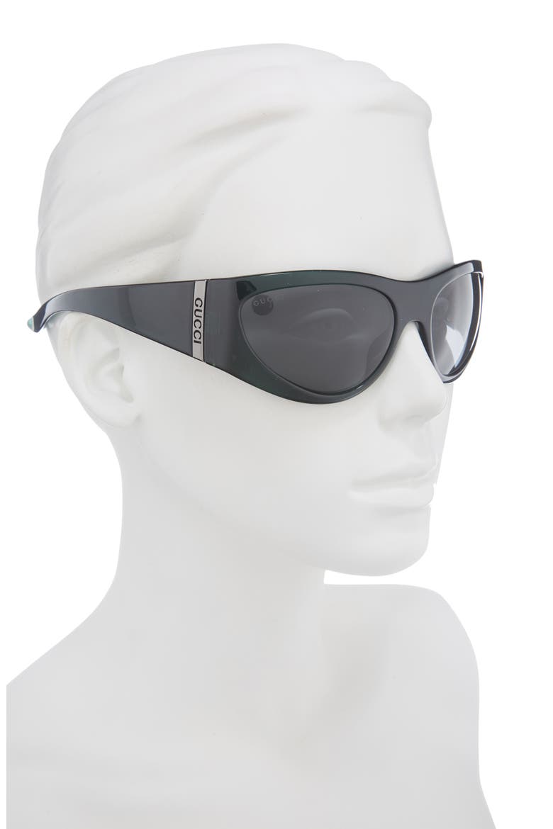 63mm Oversize Oval Wrap Sunglasses, Alternate, color, GREEN GREEN GREY