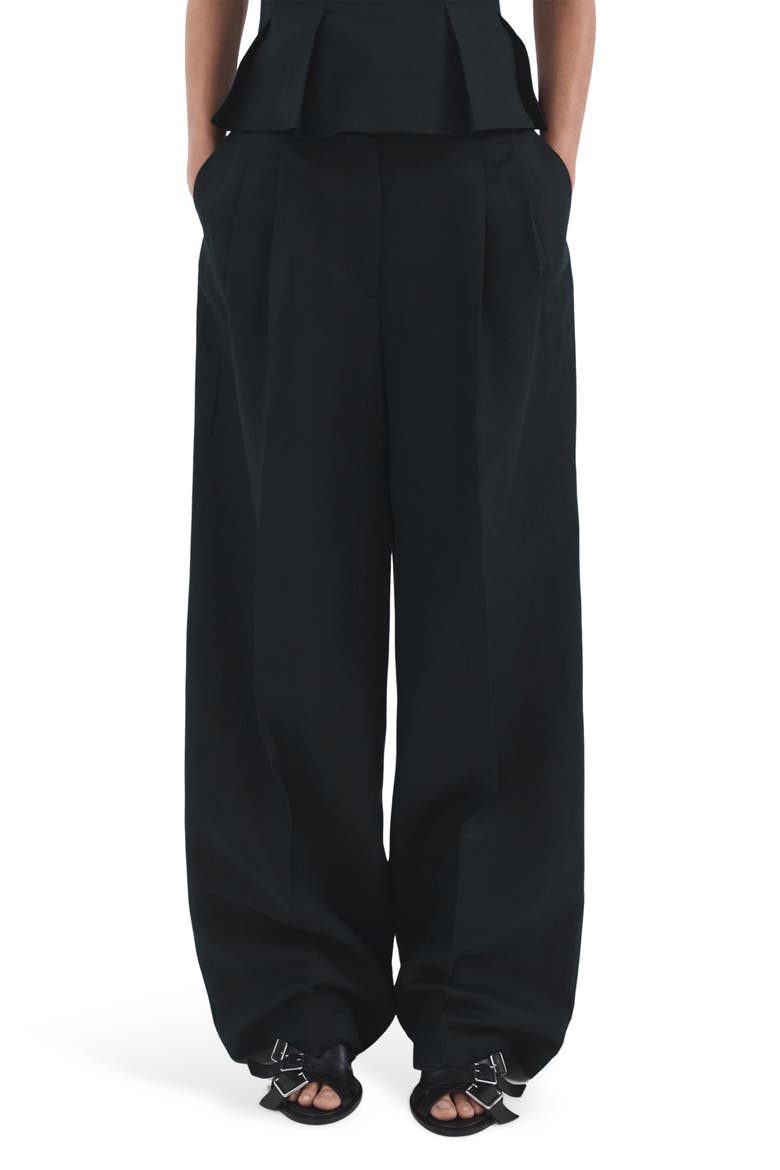 Straight Fit Linen Blend Pants, Main, color, NAVY