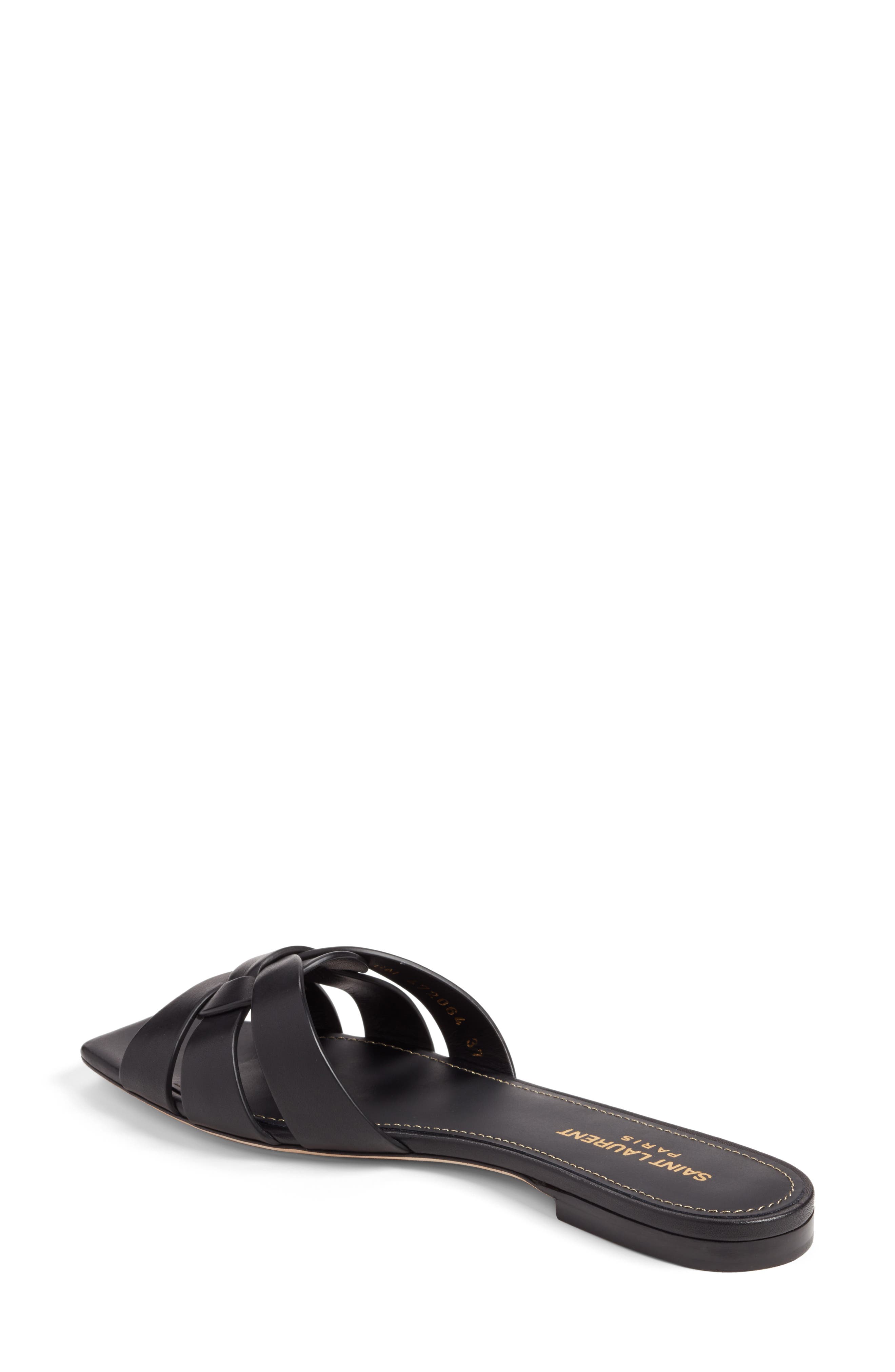 Tribute Slide Sandal, Alternate, color, BLACK LEATHER