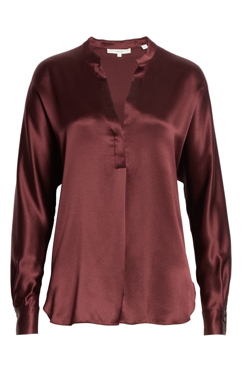 Vince Band Collar Silk Blouse, Alternate, color, 