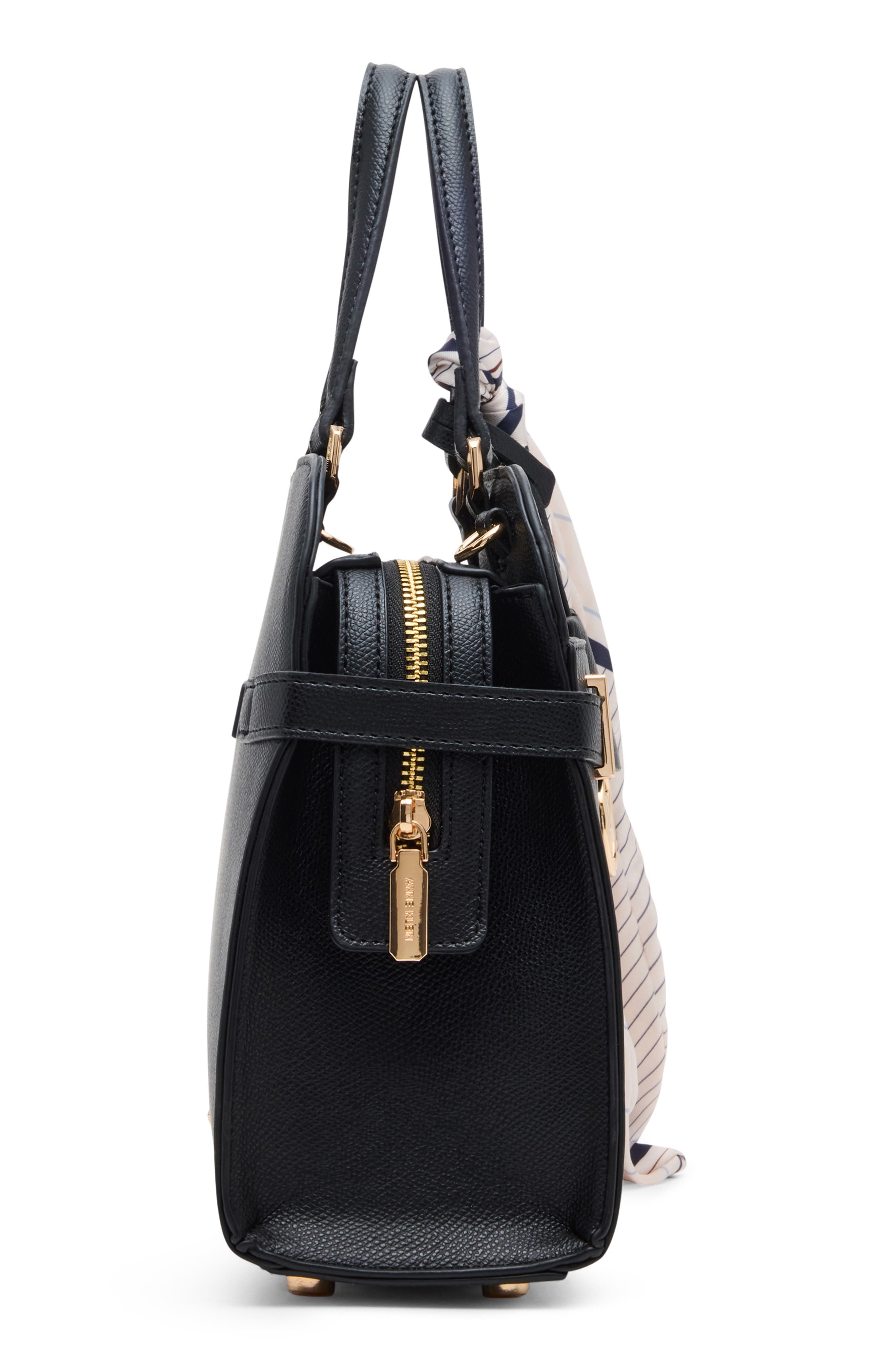 Anne Klein Medium Satchel with Scarf, Alternate, color, Black