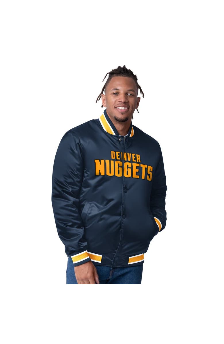 STARTER Men's Starter  Yellow Denver Nuggets Reversible Satin Full-Snap Varsity Jacket, Alternate, color, Yellow