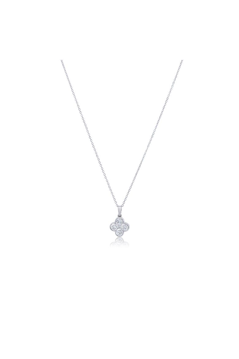 Lab Grown Diamond Clover Necklace, Main, color, White Gold