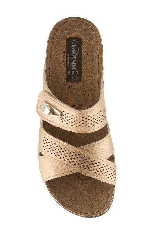 Flexus By Spring Step Perforated Slide Sandal In Gold