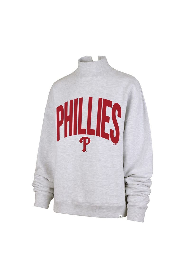 Women's '47  Heather Gray Philadelphia Phillies Subtle Muse Mock Neck Sweatshirt, Alternate, color, Heather Gray