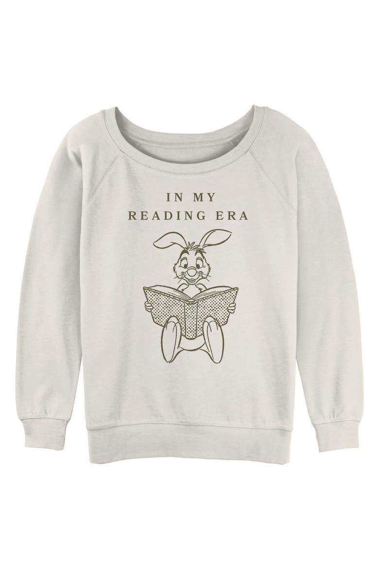 Junior's Rabbit In My Reading Era Sweatshirt, Main, color, Egret
