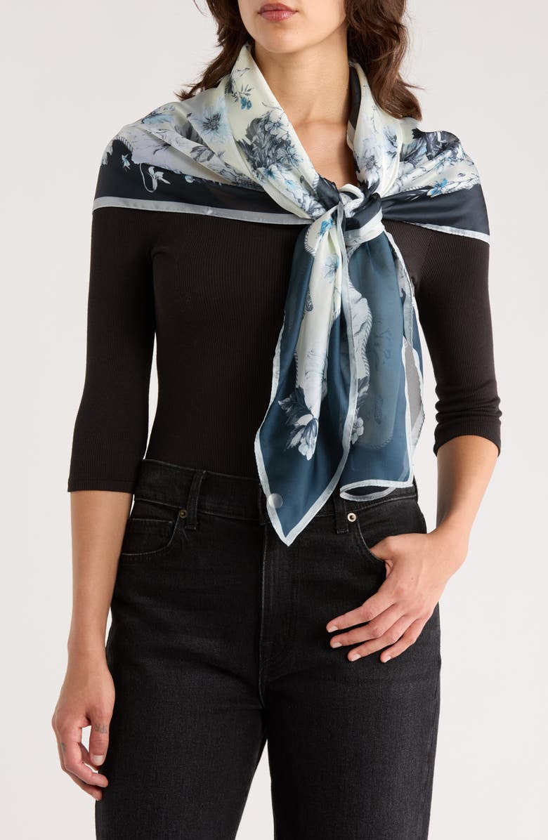 Vince Camuto Toile Square Scarf, Main, color, Black