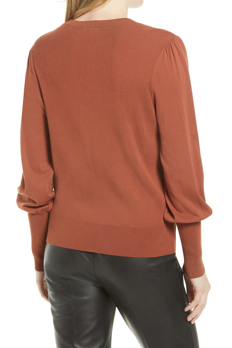 Puff Sleeve Sweater, Alternate, color, RUST SEQUOIA