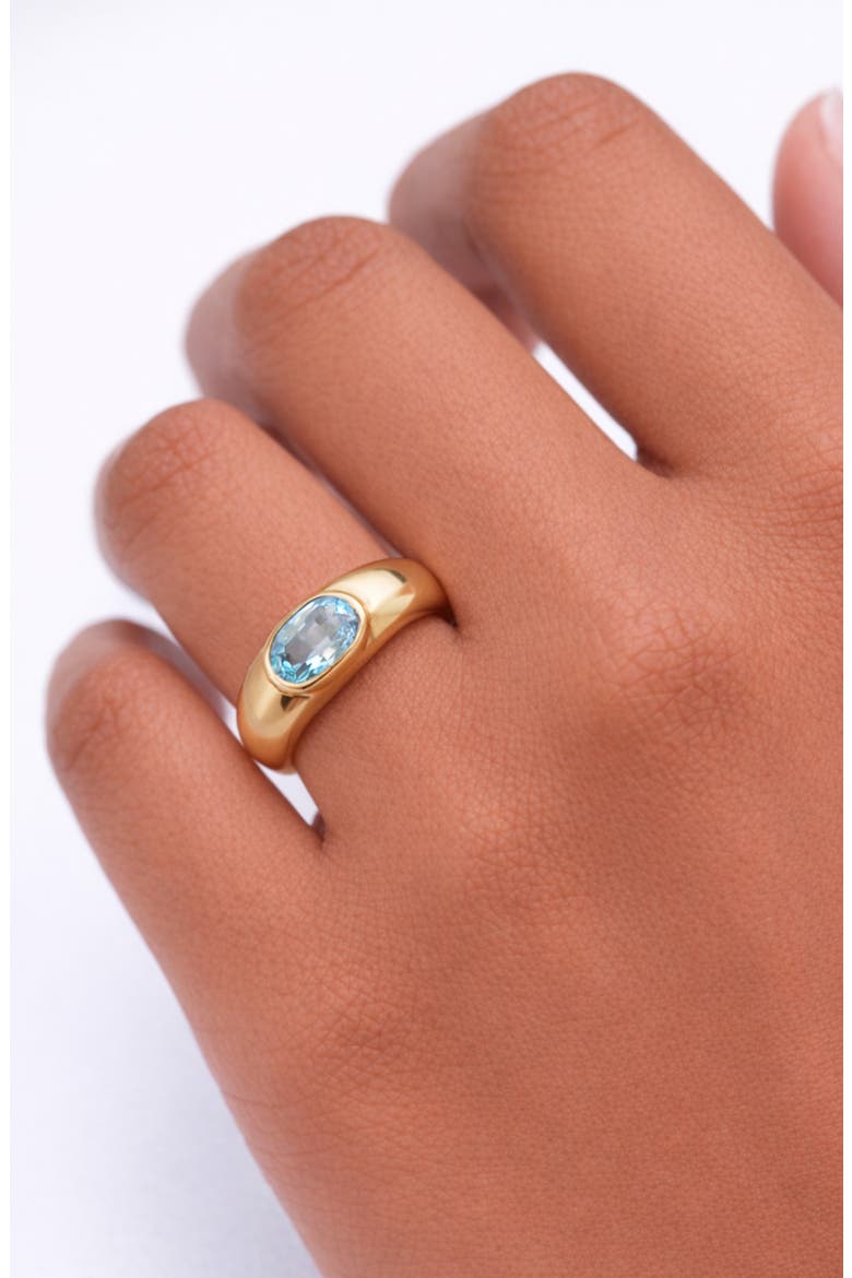 Oval Stone Chunky Ring, Alternate, color, GOLD /BLUE TOPAZ