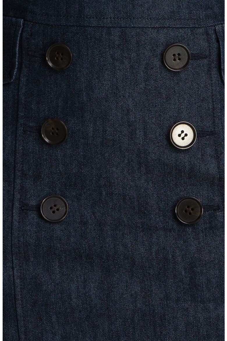 Double Button Front Denim Skirt, Alternate, color, DARK INDIGO