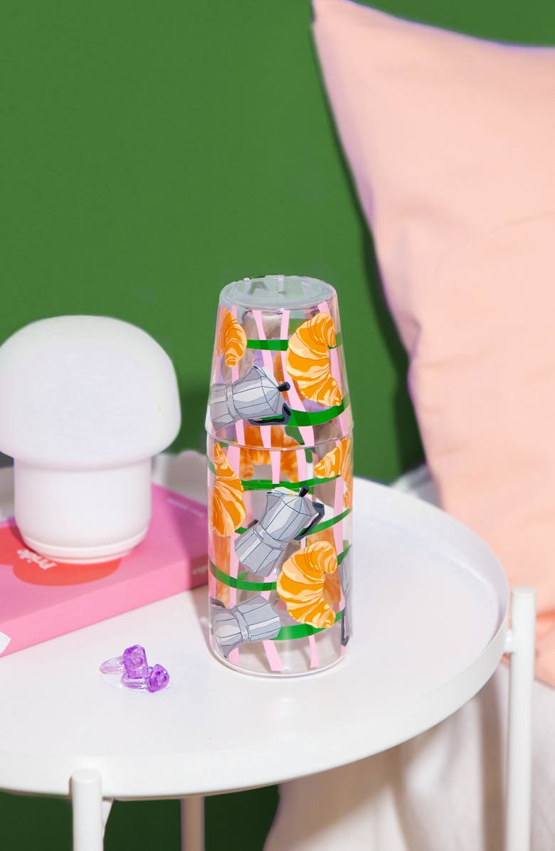 doiy Good Morning Painted Glass Jar & Cup Set, Alternate, color, Brown Multi