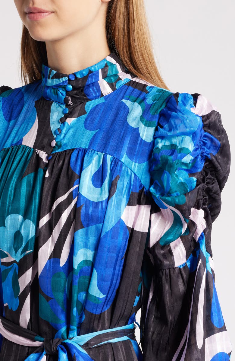 CIEBON Adele Floral Print Long Sleeve Midi Dress, Alternate, color, Blue Multi