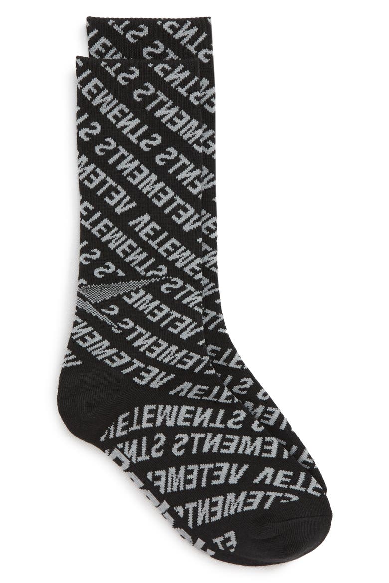 Monogram Socks, Main, color, BLACK
