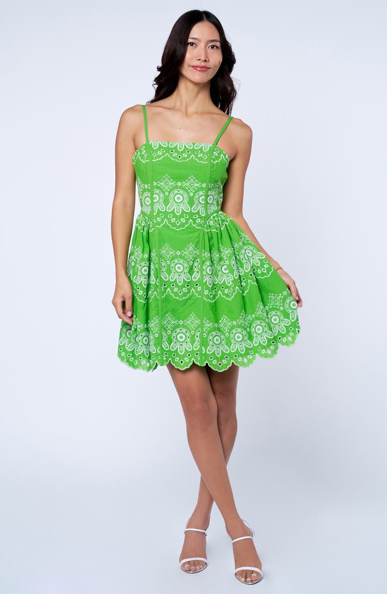 CIEBON Evelyn Eyelet Lace Sundress, Alternate, color, Citrus Green