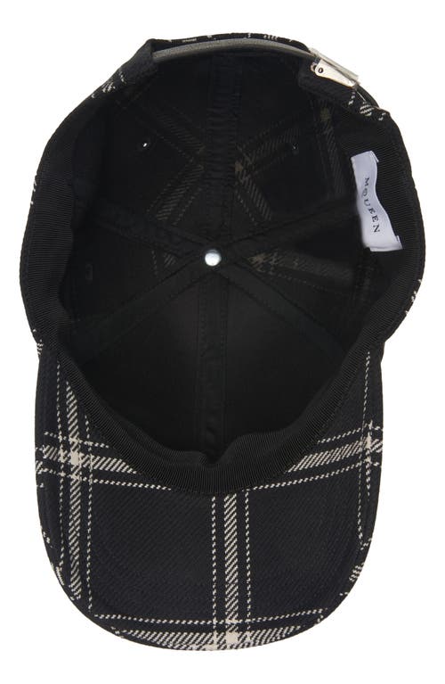 Alexander Mcqueen Check Logo Plate Baseball Cap In Black/ivory