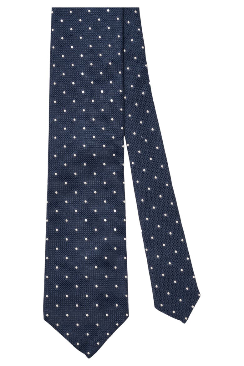 Duvall Spot Grenadine Silk Necktie, Main, color, Navy/White